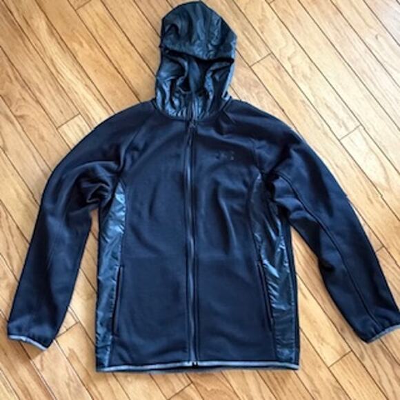 Under Armour Cold Gear Swacket Men's M Black Performance Full Zip Hooded Loose - Picture 1 of 7